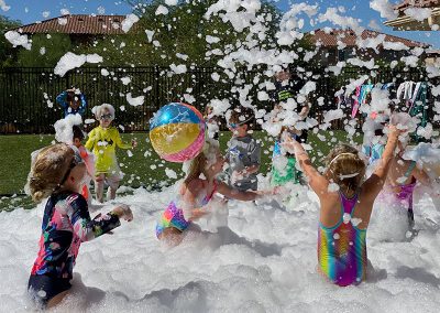 Kids having foaming fun.